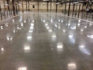 Commercial polished floor in warehouse