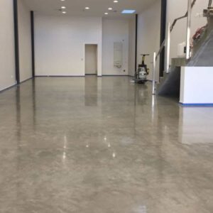 Commercial finished epoxy floor in light tan