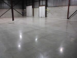Commercial polished floor in warehouse