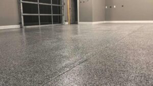 Garage floor with epoxy finish