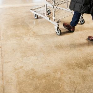 Sturdy and stylish concrete flooring in a Chicagoland grocery store.