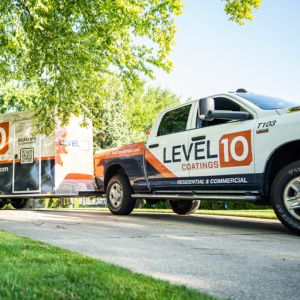 Level 10 Coatings branded truck ready to deliver quality floor solutions.